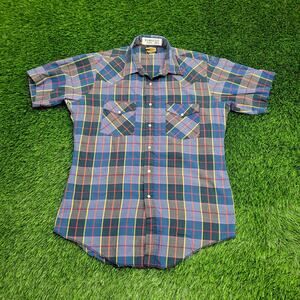 Vintage 90s Western Hippie Button Shirt Large 22x32 Snap USA